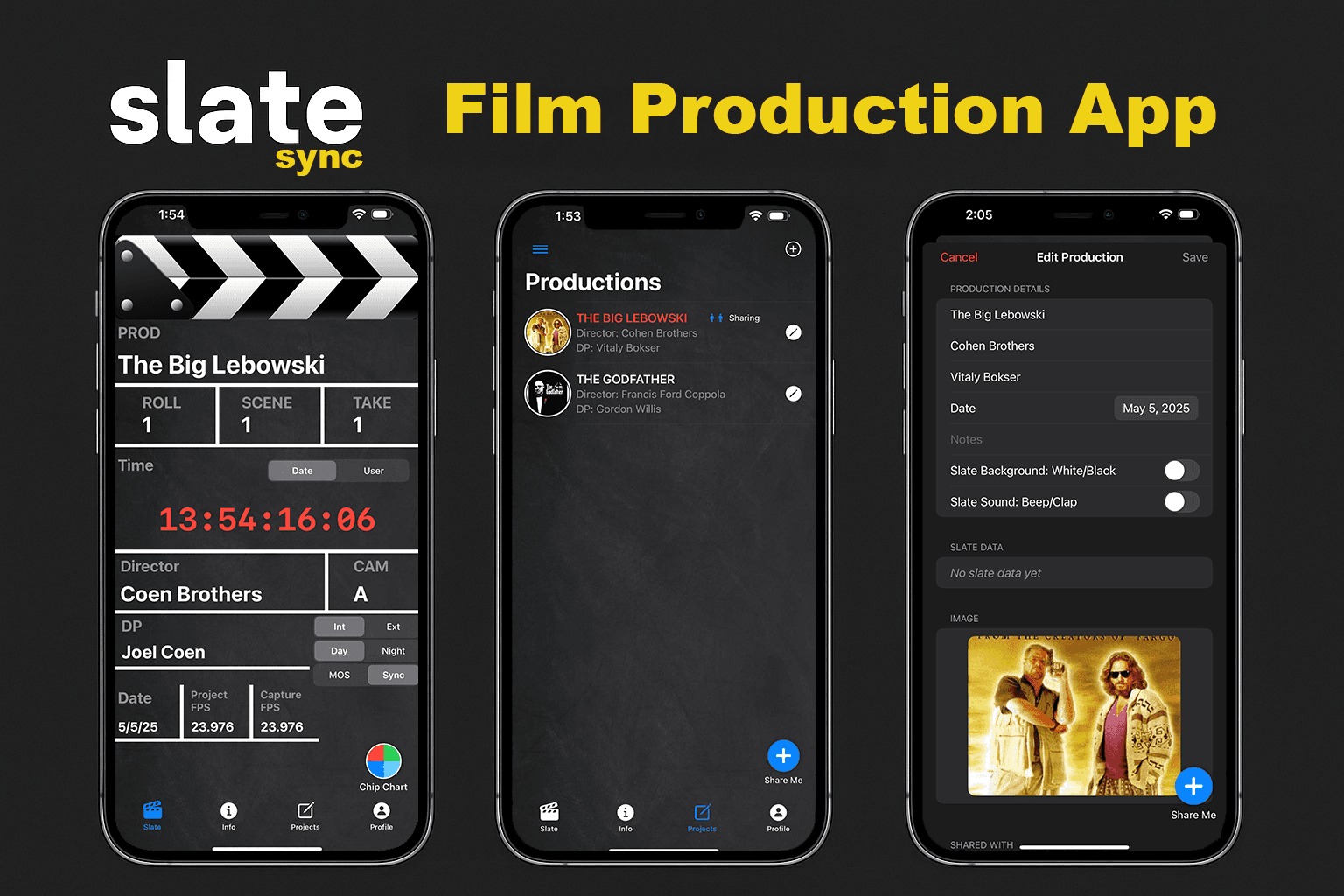Slate Sync production list on iPhone
